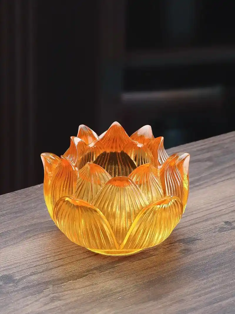 琉璃工艺品 #莲花 #蜡台 #非物质文化遗产 - 抖音