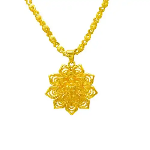 越南沙金项链女999正品锁骨链纯沙金色24k镀黄金吊坠久不掉色首饰