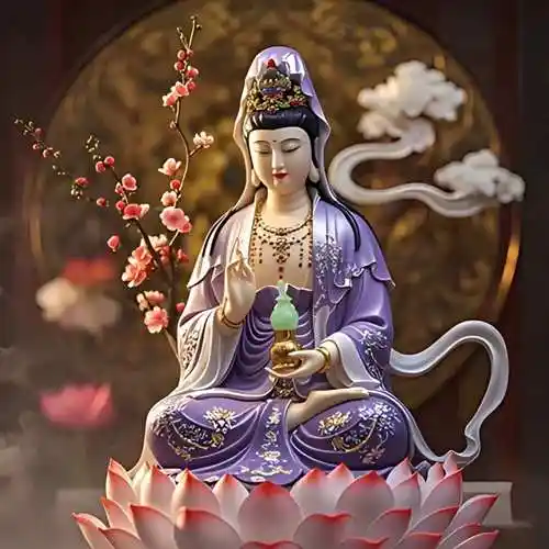 观音菩萨护佑年年顺遂莲花纳财岁岁安康财源广进福禄满堂