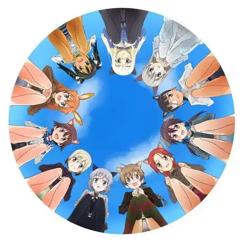 求图片,是一群漫画少女围成一圈站着,一个人是躺着的,角度是从下往上