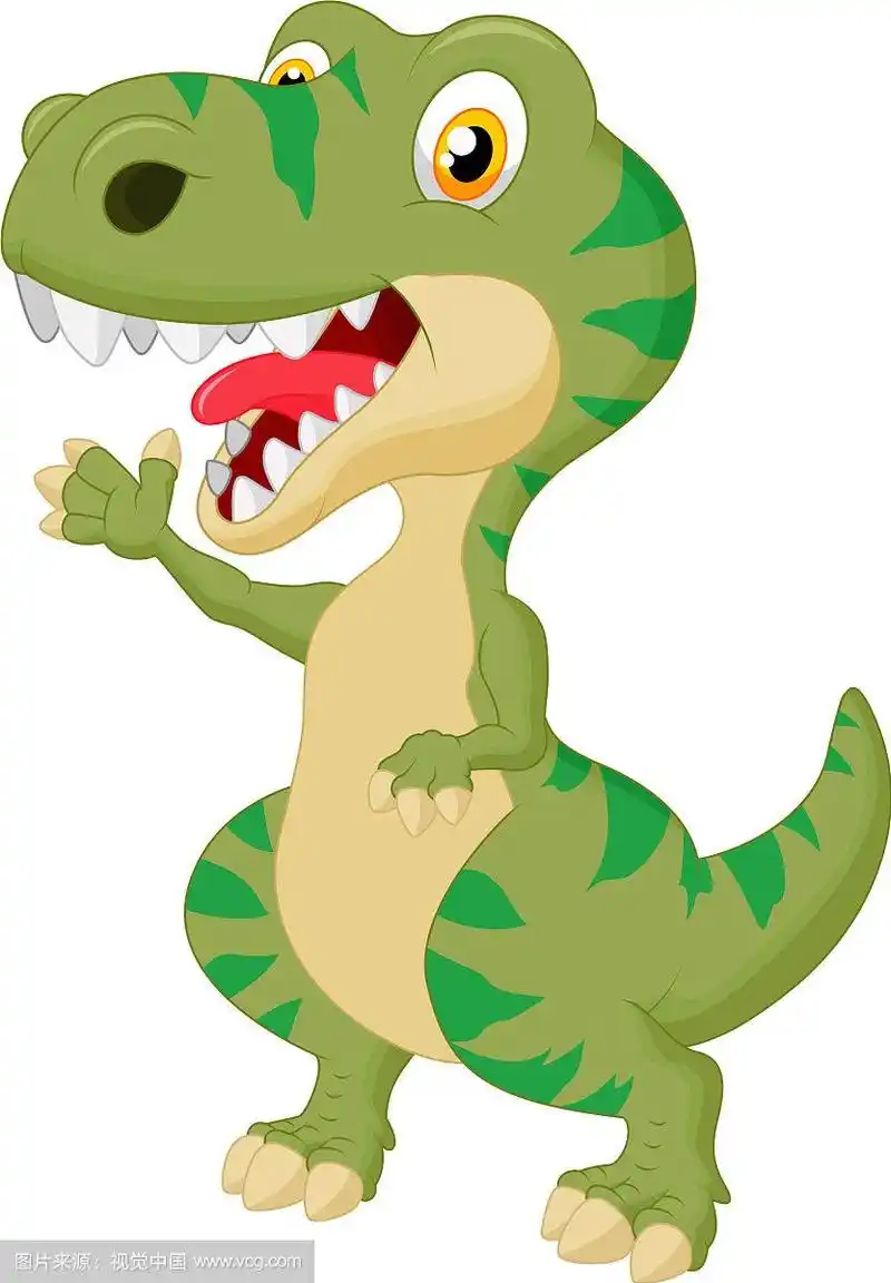 可爱的卡通霸王龙挥手