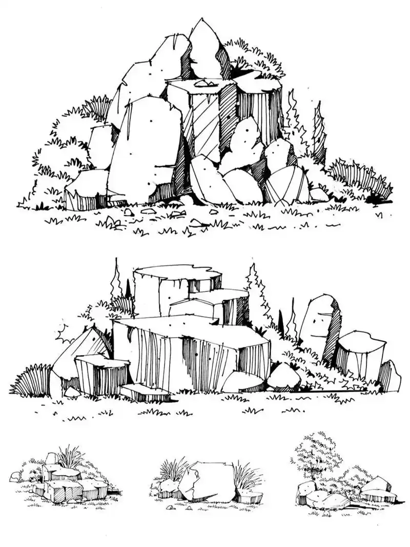 零基础石头手绘画法分享 73石头在中国造园史上有重要的地位.