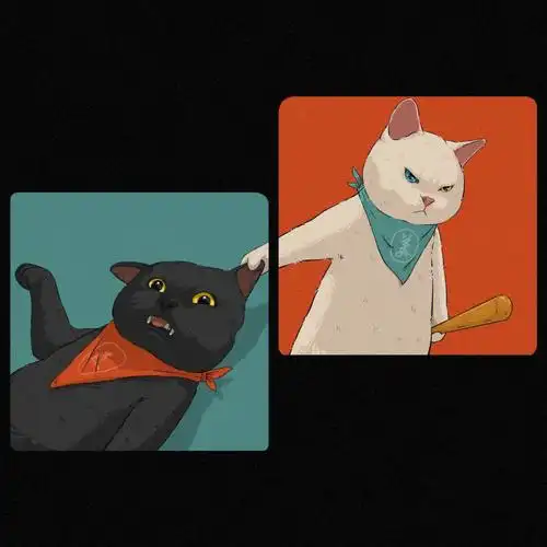 两只可爱的黑白猫情侣头像