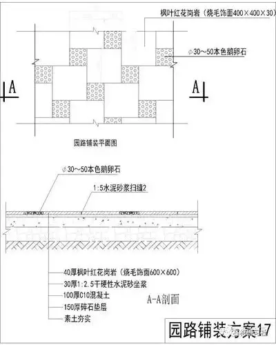 园路铺装cad设计方案素材及施工做法