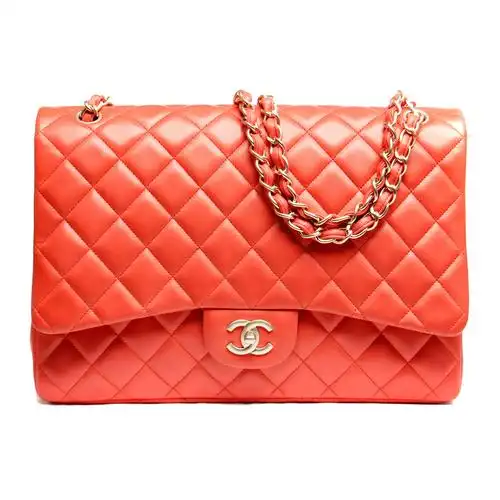chanel(香奈儿)深橘红色羊皮金链女士单肩包