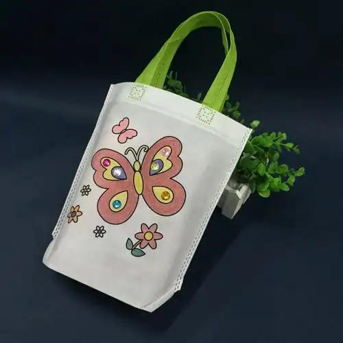 幼儿园幼教diy环保袋涂鸦包儿童手工制作涂色绘画材料填色玩具游轮