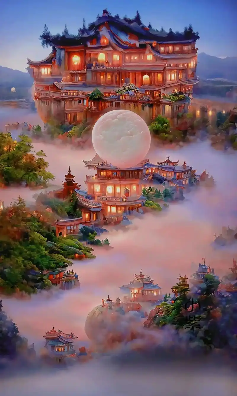 中秋天宫系列  粉色天宫.据说看到这个粉色月亮的人会幸运到2 - 抖音