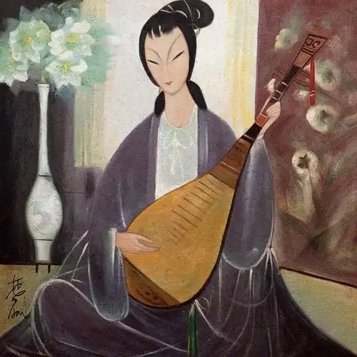 林风眠《琵琶仕女图》