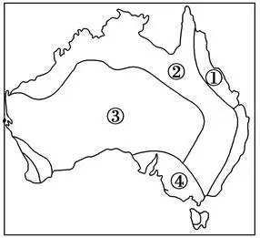 读澳大利亚自然带分布图回答以下问题