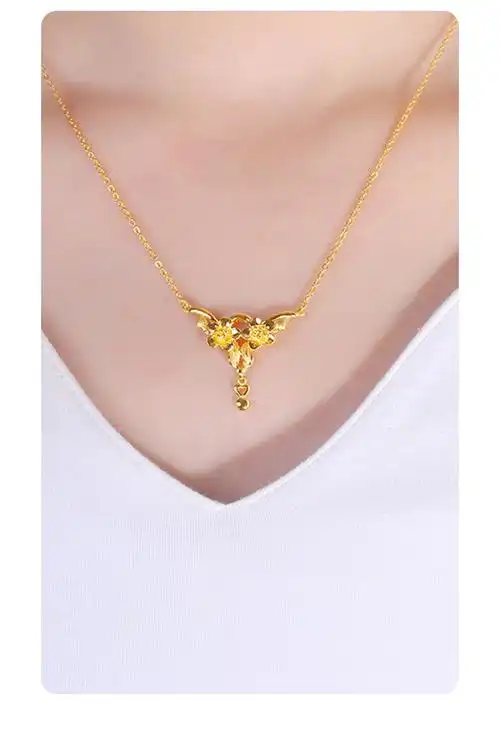 中国黄金黄金项链女花型蝶恋花足金婚嫁套链婚庆黄金吊坠项链877克